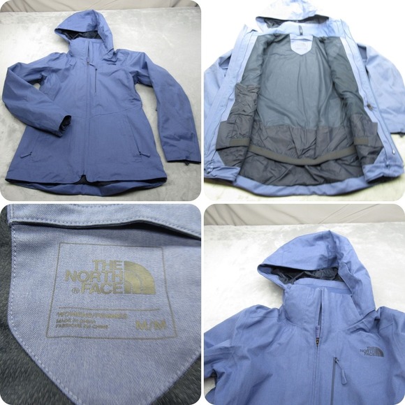 North Face Jacket Womens Medium Blue Waterproof Hood Winter Rain 3in1 Shell Ski - Picture 1 of 16